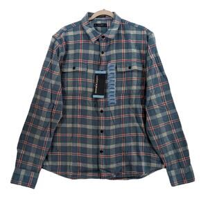 Lucky Brand Flannel‎ Shirt S Blue Plaid 7MS4002 Humboldt Woven Western Classic